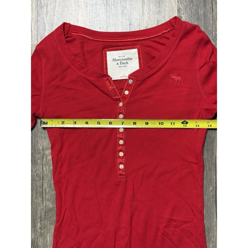 Vintage Abercrombie & Fitch Ribbed Long Sleeve Henley Top Large Bella Swan Y2K - Picture 5 of 7